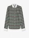 Celine Long Sleeve Checked Shirt Collared Neck In Green