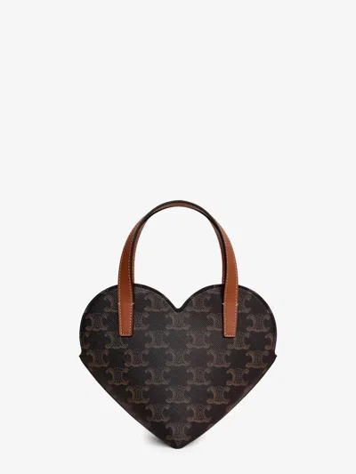 Celine Women Teen Coeur  Triomphe Canvas And Leather Crossbody Bag In Brown