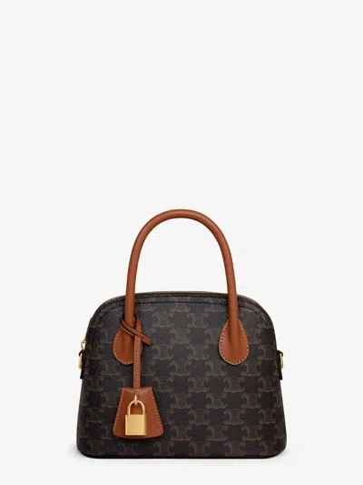 Celine Women Teen Honorine Coated Canvas Shoulder Bag In Brown