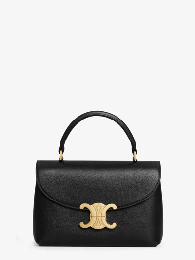 Celine Women Teen Nino Leather Shoulder Bag In Black