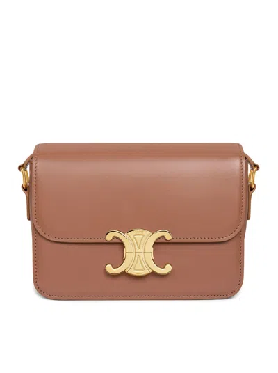 Celine Bronze Teen Triomphe Calf Leather Shoulder Bag In Purple