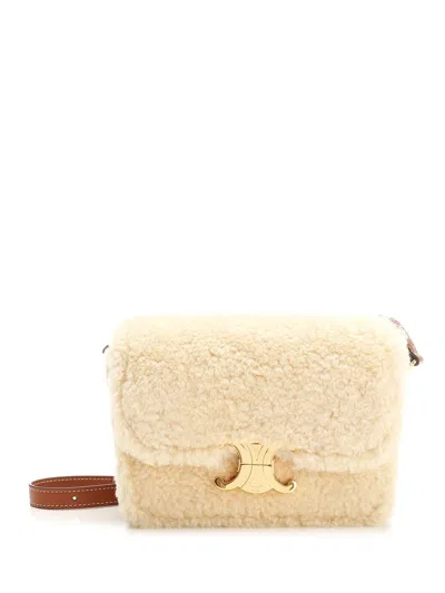 Celine Women "teen Triomphe" Shoulder Bag In White