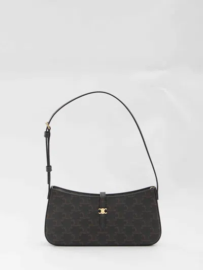 Celine Women Tina Bag In Triomphe Canvas In Black