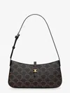 Celine Women Tina Triomphe Coated Canvas Shoulder Bag In Black
