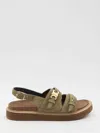 Celine Women Tippi Triomphe Sandals In Green