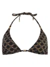 Celine Stretch Fabric Triangle Bikini Top With All-over Logo