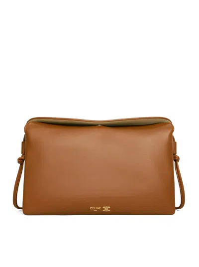 Celine Women Trio With Flap In Smooth Calfskin In Brown