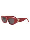 Celine Triomphe 55mm Rectangular Sunglasses In Red