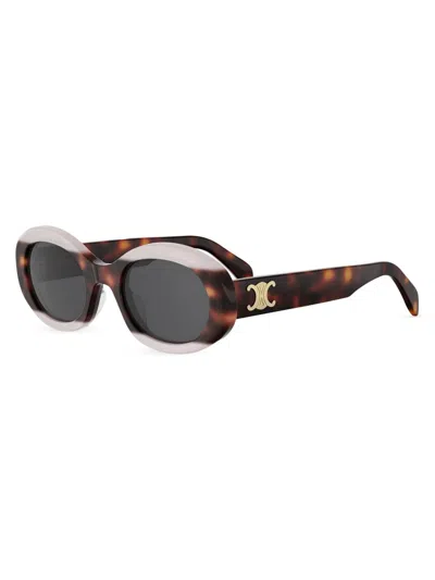Celine Women's Triomphe 50mm Logo Oval Sunglasses In Brown