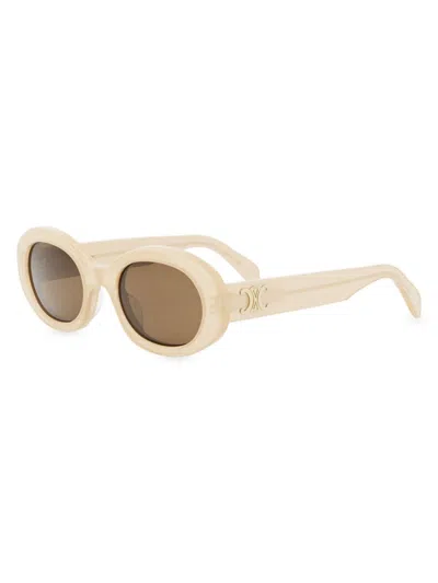 Celine Women's Triomphe 52mm Oval Sunglasses In Flax Brown