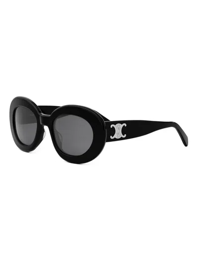 Celine Triomphe Grey Oval Ladies Sunglasses Cl40312u 01a 53 In Nero