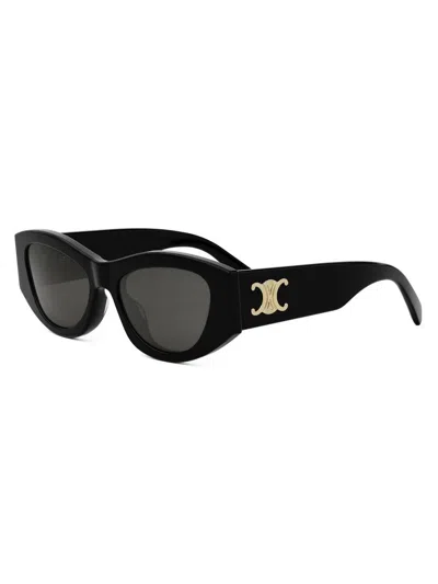 Celine Womens Black Cl40308u Triomphe Irregular-frame Acetate Sunglasses