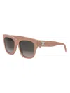 Celine Triomphe Acetate Square Sunglasses In Shiny Pink Gradient Brown