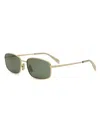Celine Triomphe 60mm Rectangular Sunglasses In Gold Crystal Green