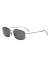 Celine Triomphe 60mm Rectangular Sunglasses In Silver Crystal Grey