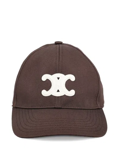 Celine Women Triomphe Baseball Cap In Brown