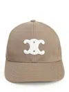Celine Women Triomphe Baseball Cap Cotton Gabardine In Brown