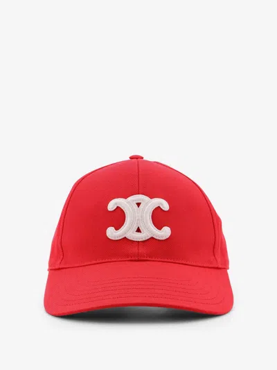 Celine Women Triomphe Baseball Cap In Red