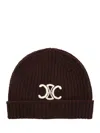 Celine Women Triomphe Beanie In Brown