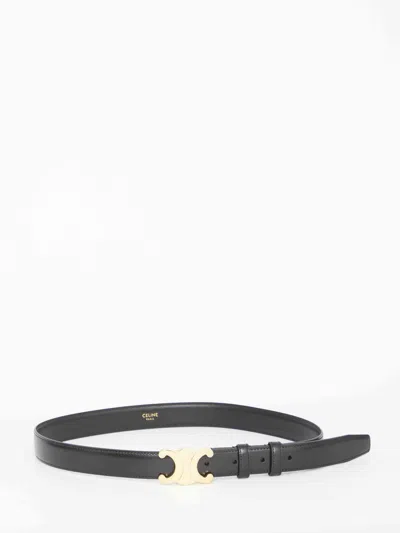 Celine Women Triomphe Belt In Black