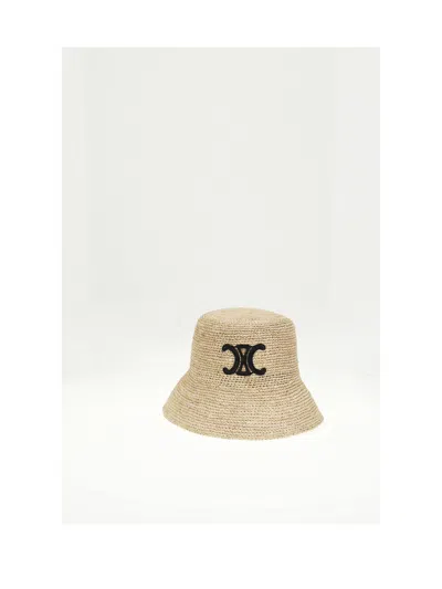 Celine Women Triomphe Bucket Hat In Neutral