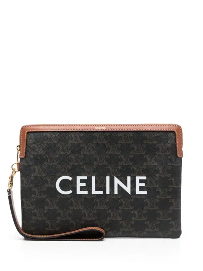 Celine Women Triomphe Canvas Pouch In Multi