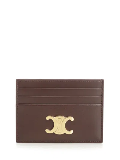 Celine Women Triomphe Card Holder In Brown