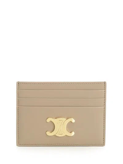 Celine Women "triomphe" Card Holder In Brown