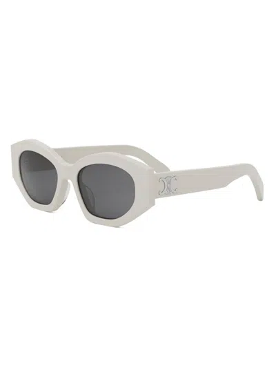 Celine Women's Triomphe Cat-eye Sunglasses In Ivory/gray Solid