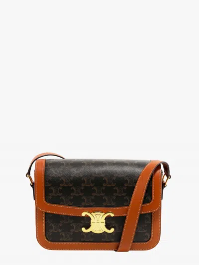 Celine Women Triomphe Classic Coated Canvas Crossbody Bag In Brown