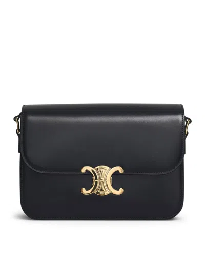 Celine Women Triomphe Classique Bag In Glossy Calfskin In Black