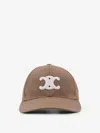 Celine Women Triomphe Cotton Baseball Cap In Brown
