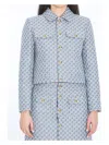 Celine Cotton Trucker-jacket With Monogram In Blue
