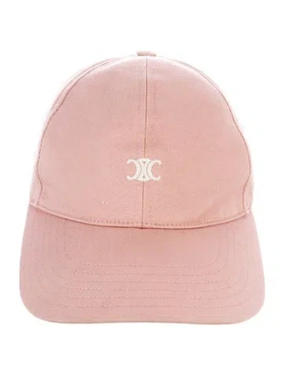 Pre-owned Celine Women's Triomphe Embroidered Cap In Pink
