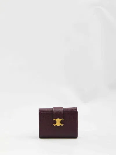 Celine Women Triomphe Fine Strap Wallet In Brown