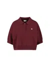 Celine Women Triomphe Wool Polo Shirt In Red