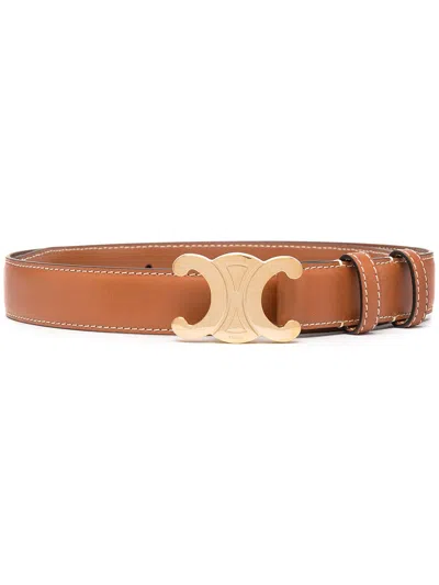 Celine Women Triomphe Leather Belt In Multi