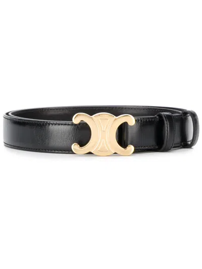 Celine Women Triomphe Leather Belt In Multi