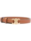 Celine Medium 25mm Triomphe Belt In Nubuck Calfskin In Brown