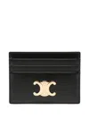 Celine Women Triomphe Leather Card Case In Black