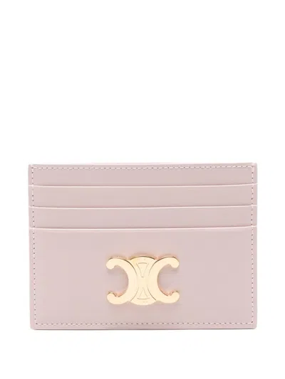 Celine Women Triomphe Leather Card Case In Pink