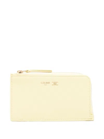 Celine Women Triomphe Leather Card Case In Neutral