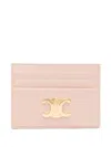 Celine Women Triomphe Leather Card Case In Pink