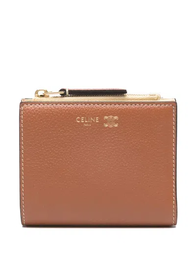 Celine Women Triomphe Leather Compact Wallet In Multi