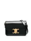 Celine Women Triomphe Leather Crossbody Bag In Black