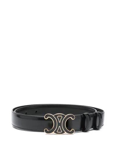 Celine Women Triomphe Medium Belt In Black