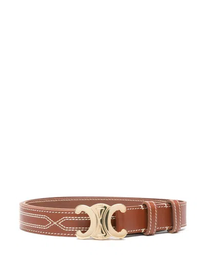 Celine Women Triomphe Medium Leather Belt