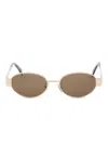 Celine Gold Rose Brown Triomphe 01 Metal Sunglasses In Brown