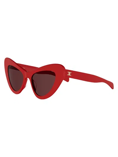 Celine Triomphe Mini Hd 52mm Cat-eye Sunglasses In Red