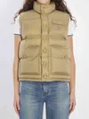 Celine Women Sleeveless Down Jacket With Triomphe Patch In Nude